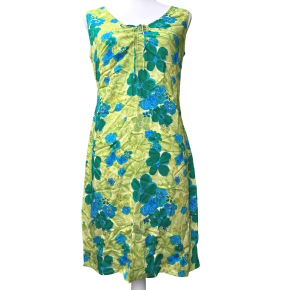 Expressions Dresses & Skirts - Vintage Expressions 90s Floral Hawaiian Shift Dress Womens 8 Rayon Midi